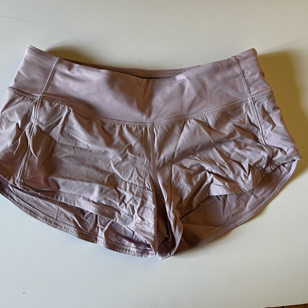 lululemon athletica light pink speed up shorts 4